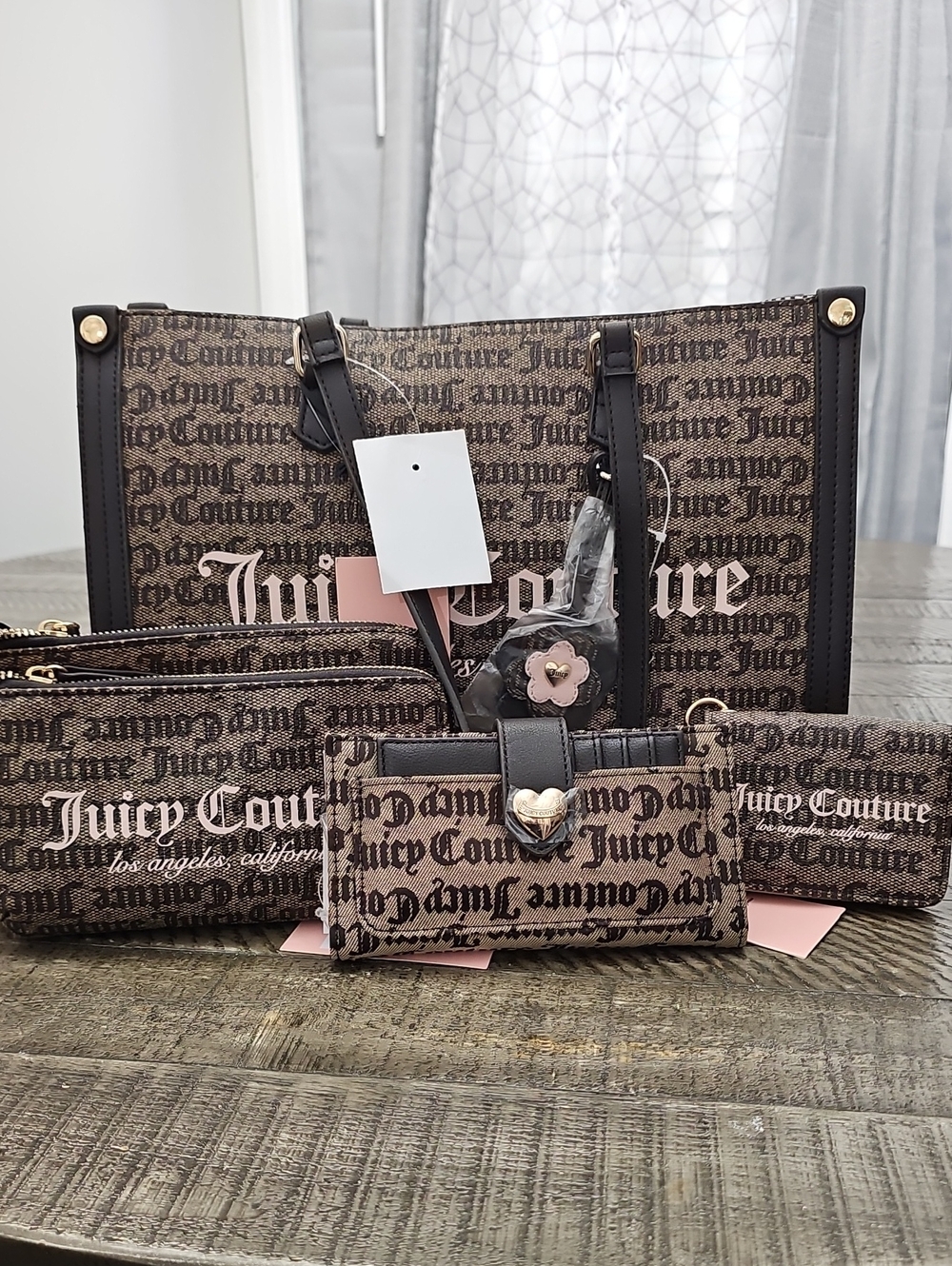 Juicy Couture Brown & Black Logo Tote Bag Set